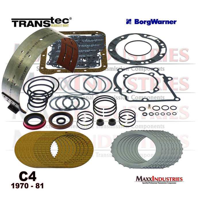 1970-81 C4 Transmission Rebuild Master Kit with Borg Warner Clutches Steels Band